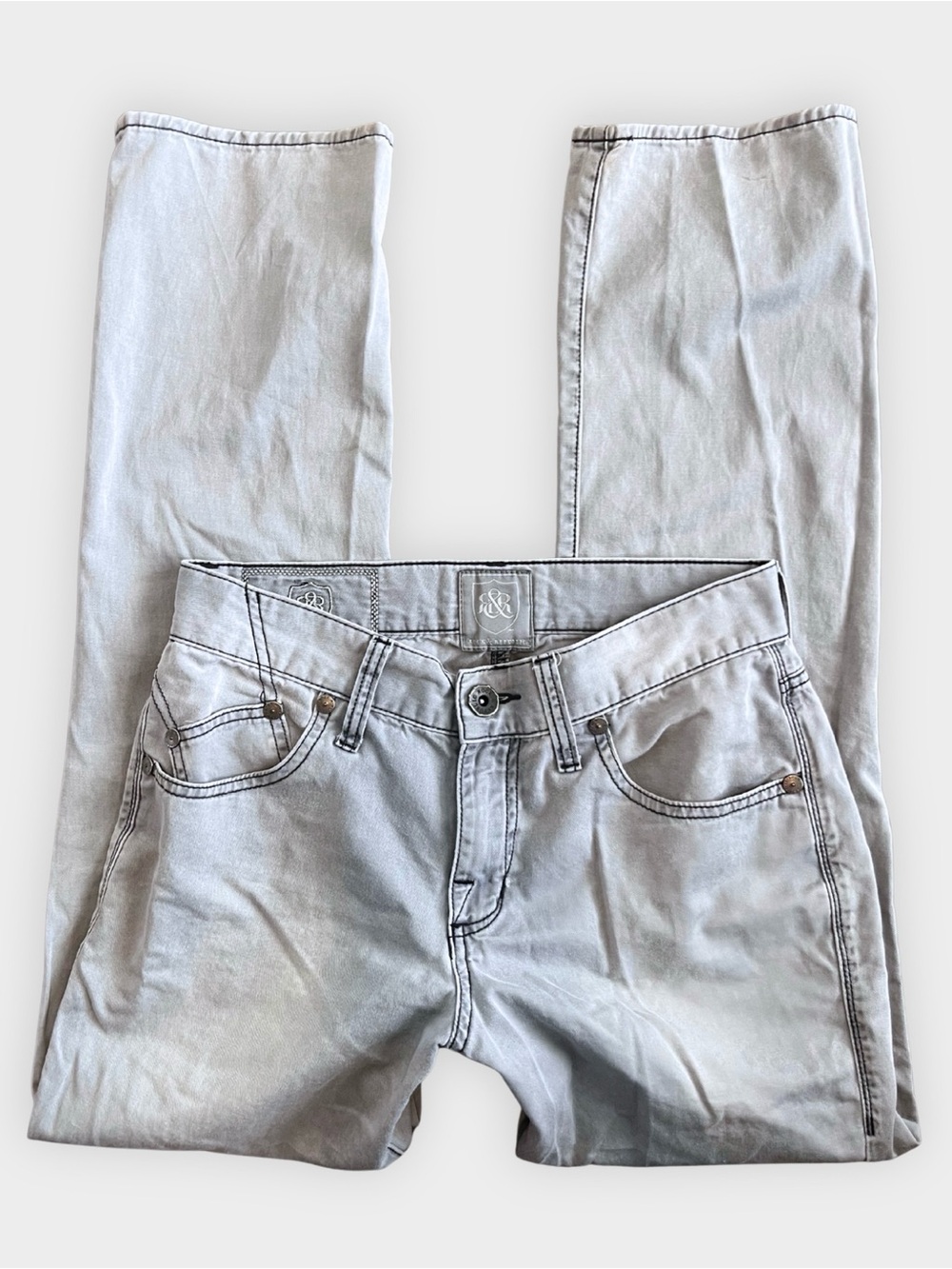 Rock & Republic Neil Jeans Light Gray Relaxed Straight Leg Y2K Size 29